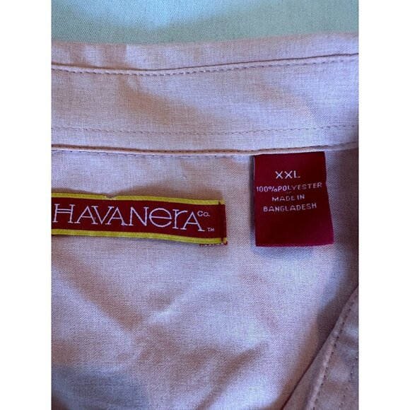 Havanera Shirt Men's Size XXL Camp Cigar Peach Polyester Front Pocket NEW $55 - Picture 6 of 11
